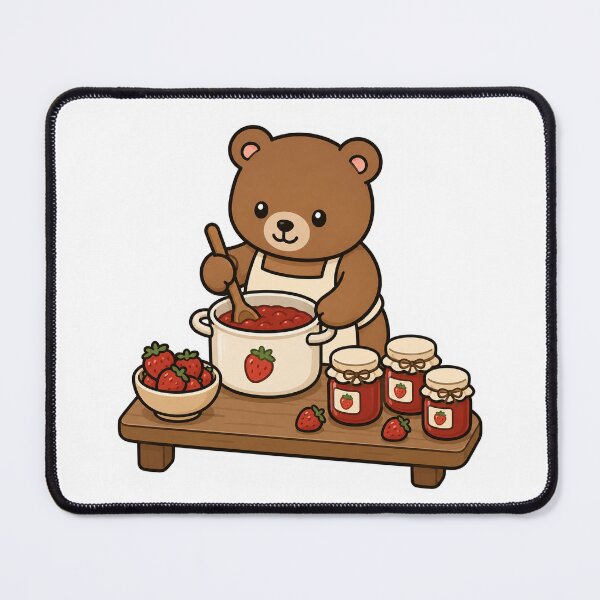 Item preview, Cute Bear Making Strawberry Jam | Kawaii Cottagecore Animal Sticker designed and sold by PawsGiggles.