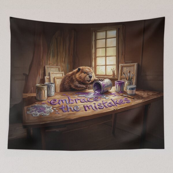 Item preview, Embrace The Mistakes Spilled Purple Paint Beaver Art designed and sold by Englandbear.