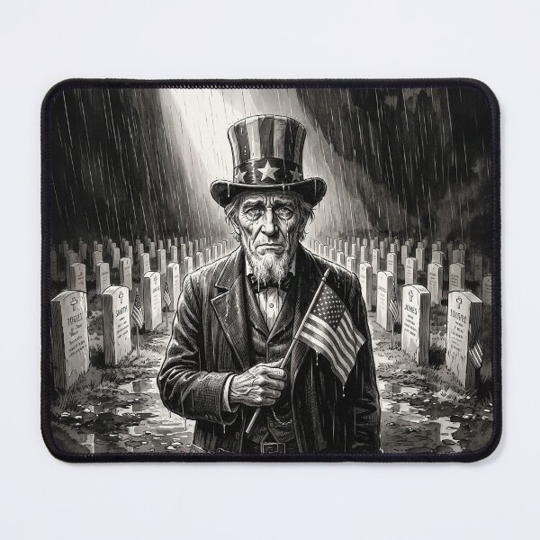 Item preview, Black & White Portrait Uncle Sam Crying In Military Cemetery designed and sold by Home Decor Art.