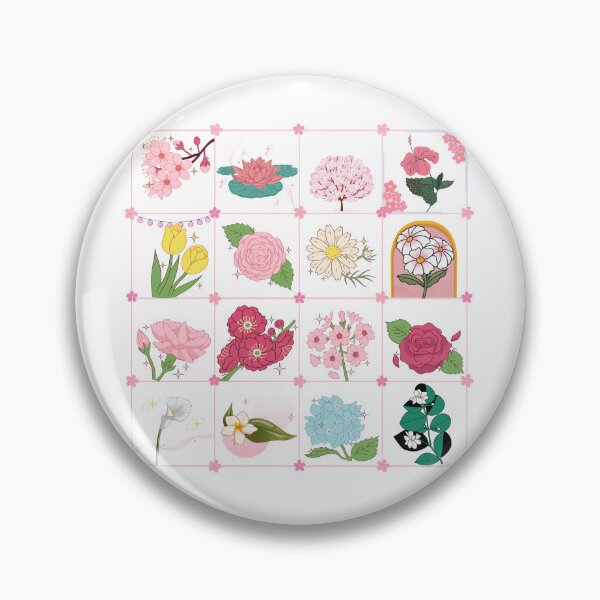 Item preview, Cute Botanical Flower Grid Sticker Pack Pattern designed and sold by Rehnair.