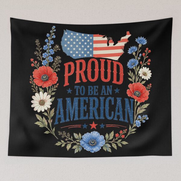 Item preview, Floral Proud To Be An American Patriotic Cottagecore Flower USA Map designed and sold by Chaya Reid.