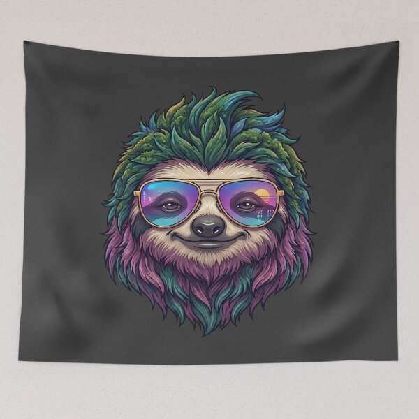 Aperçu de l'œuvre Cool Sloth Wearing Retro Sunset Sunglasses Pop Art Portrait créée et vendue par artscripts.