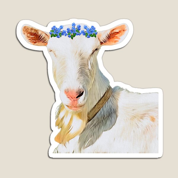 Item preview, Saanen goat with flower crown designed and sold by CritterCapers.