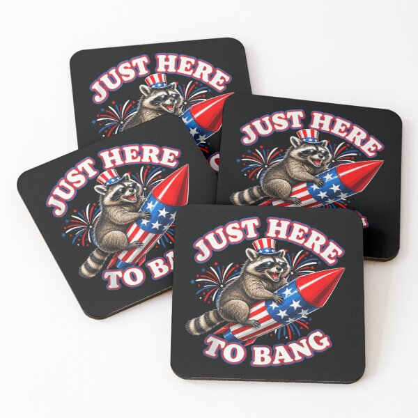 Item preview, Funny Fourth Of July Patriotic Raccoon Riding Rocket Fireworks Quote designed and sold by Phil Ben.