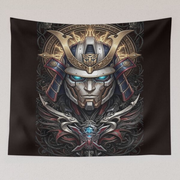 Item preview, The Iron Shogun ⚔️Legendary Samurai - Gold, Silver, and Blue Cybernetic Emblem designed and sold by RAYBIL.