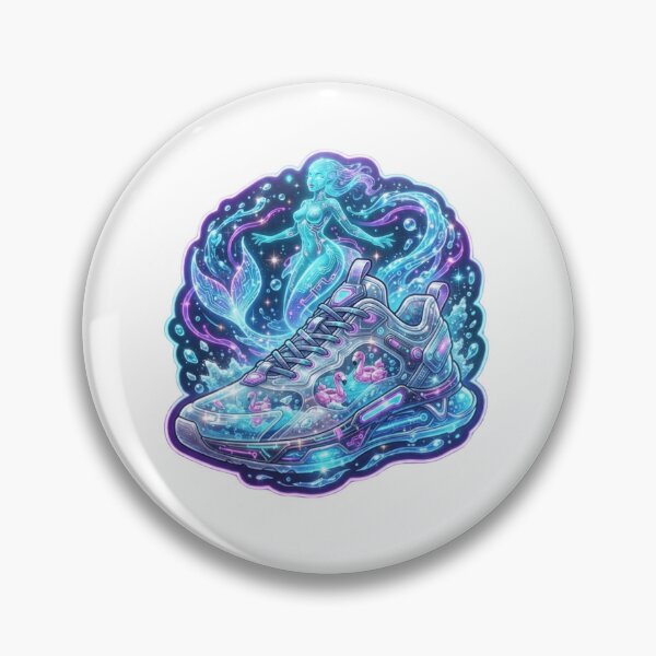 Item preview, Cyber Mermaid Futuristic Sneaker Sticker designed and sold by Imaginarium of Chaos falcon88 .