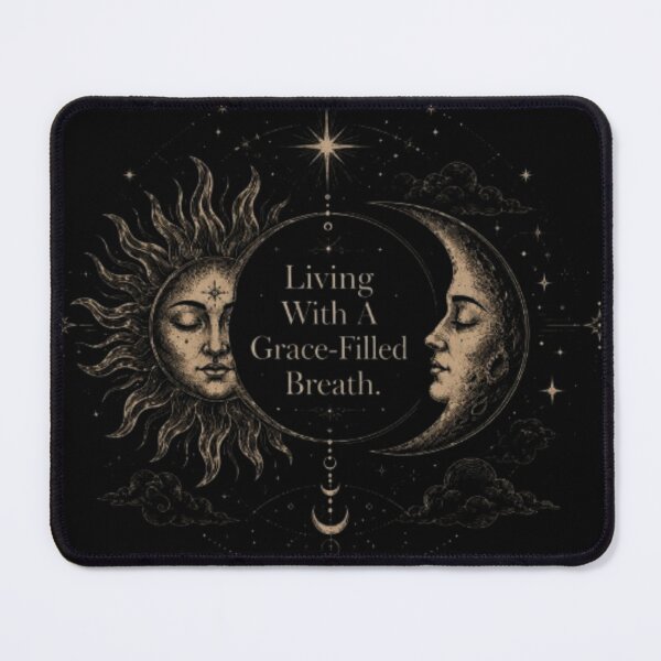 Item preview, Living With A Grace-Filled Breath – Celestial Sun & Moon Boho Vintage T-Shirt designed and sold by Obiechefu.