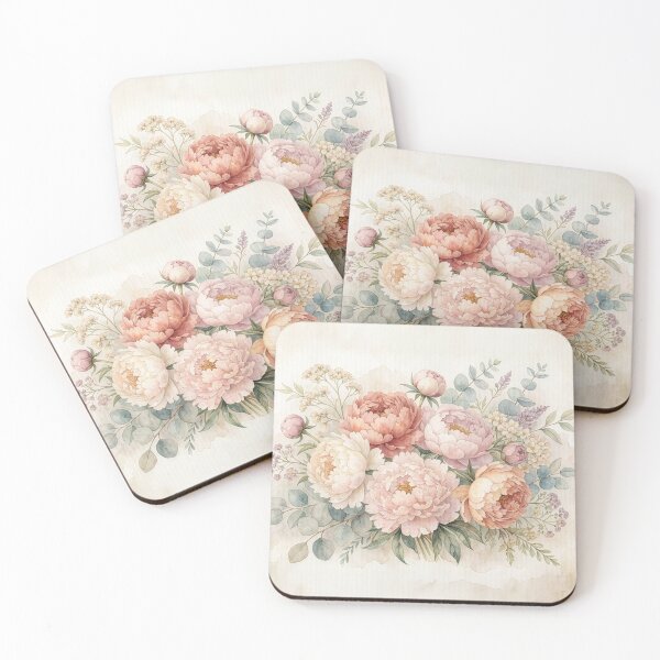 Item preview, Vintage Watercolor Peony Bouquet Print designed and sold by Rutvain.