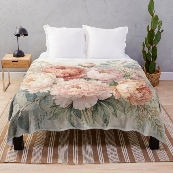 Item preview, Vintage Watercolor Peony Bouquet Print designed and sold by Rutvain.