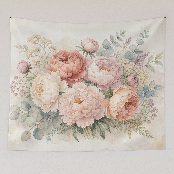 Item preview, Vintage Watercolor Peony Bouquet Print designed and sold by Rutvain.