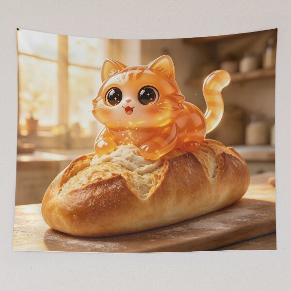 Item preview, The Freshly Baked Emerald Cat - Cute Orange Jelly Cat Bread Loaf designed and sold by ABYSSLAB.