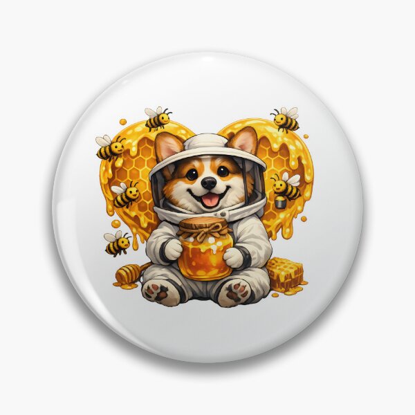 Item preview, Corgi Beekeeper with Heart Honey – Cute Honey Bee Dog Illustration designed and sold by builtforyou.