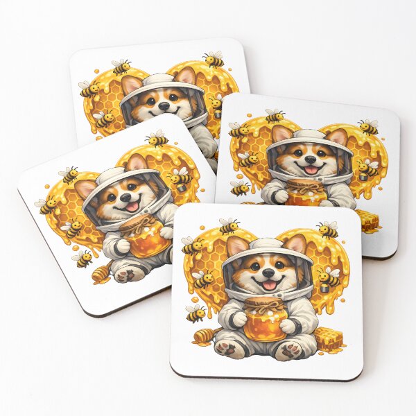 Item preview, Corgi Beekeeper with Heart Honey – Cute Honey Bee Dog Illustration designed and sold by builtforyou.