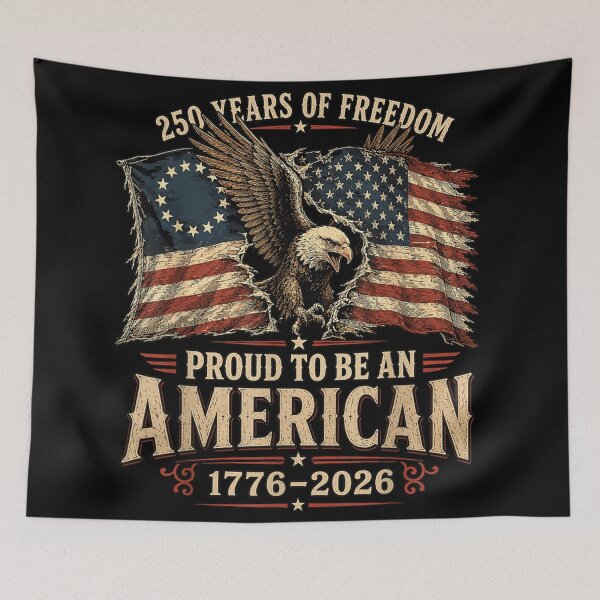 Item preview, US Semiquincentennial 250 Years Of Freedom Proud To Be An American designed and sold by Daisy Grimes.