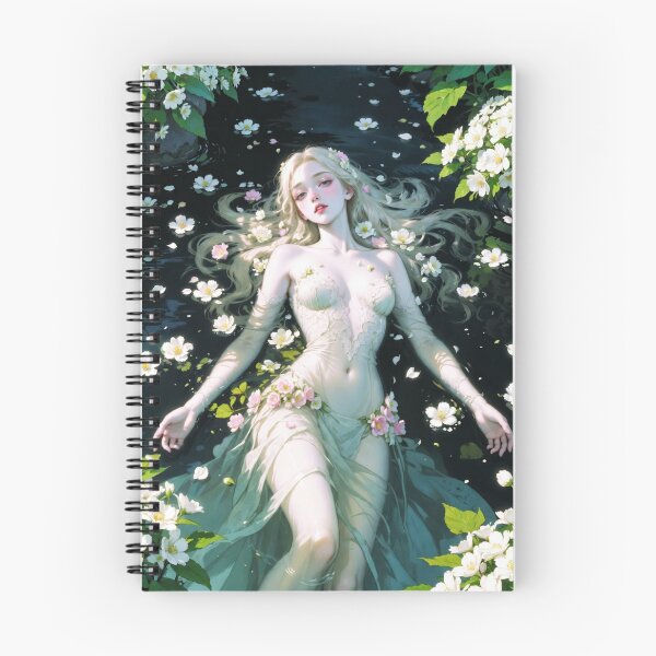 Item preview, Ethereal Flower Maiden Floating in Mystic Pond - Dreamy Fantasy Art designed and sold by ITSimagination.