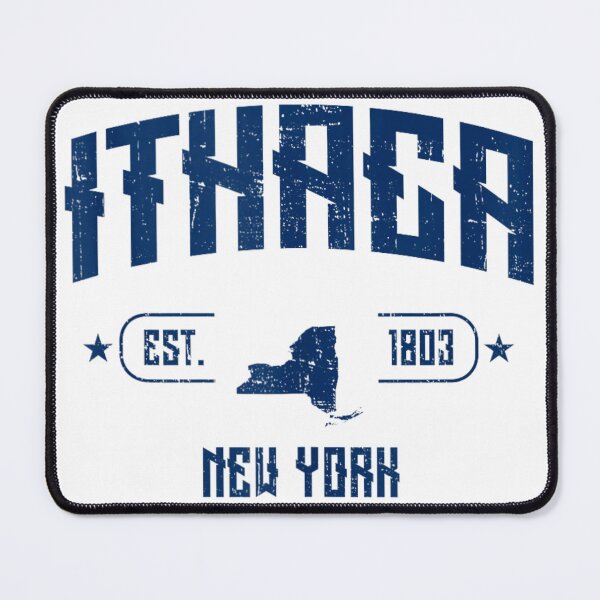 Item preview, Distressed Vintage Ithaca Established 1803 New York State Map College Style designed and sold by Daisy Grimes.
