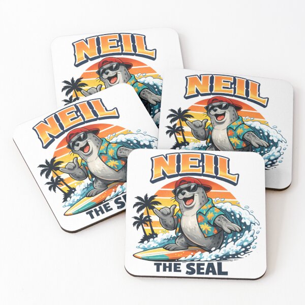 Item preview, Neil the Seal Surfing Hawaiian Shirt Funny Retro Beach Sunset  designed and sold by CatLovers Studio.