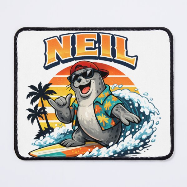 Item preview, Neil the Seal Surfing Hawaiian Shirt Funny Retro Beach Sunset designed and sold by CatLovers Studio.
