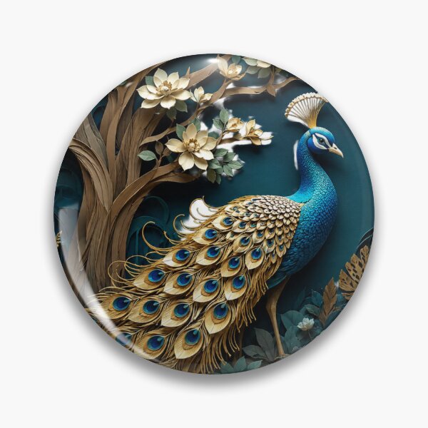 Item preview, Majestic Peacock Layered Papercraft  | 3D Round Paper Sculpture | Luxury Botanical Home Decor | Elegant Gold Frame Artwork designed and sold by The D Edition.