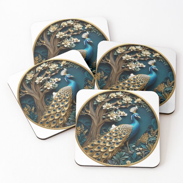 Item preview, Majestic Peacock Layered Papercraft  | 3D Round Paper Sculpture | Luxury Botanical Home Decor | Elegant Gold Frame Artwork designed and sold by The D Edition.