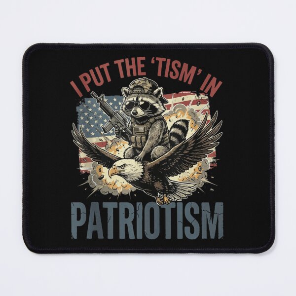 Item preview, Funny Tactical Raccoon Riding Eagle Patriotic US Flag Graphic Meme T-Shirt designed and sold by Capisedo.