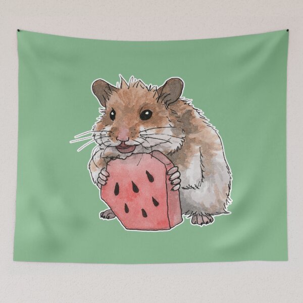 Item preview, Golden hamster eating a slice of watermelon designed and sold by savousepate.