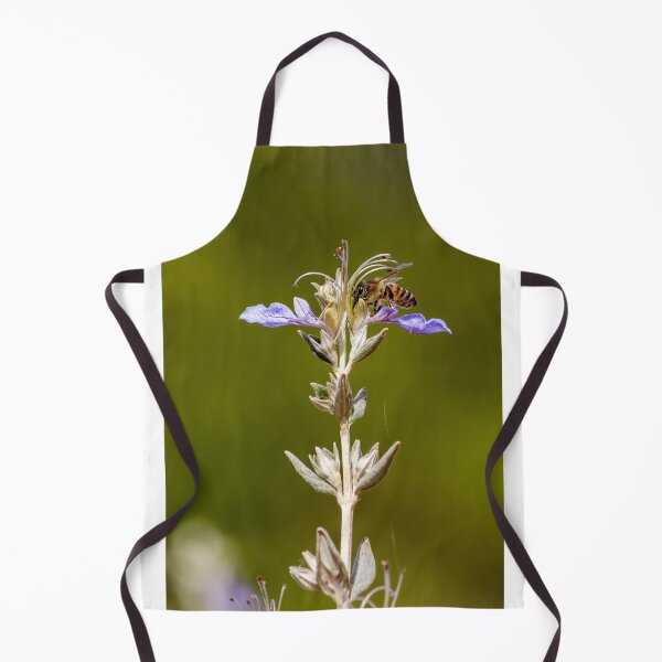 Item preview, Macro Shot Of Purple Wildflower With Bee In Flight On Soft Green Background designed and sold by Nmallia.