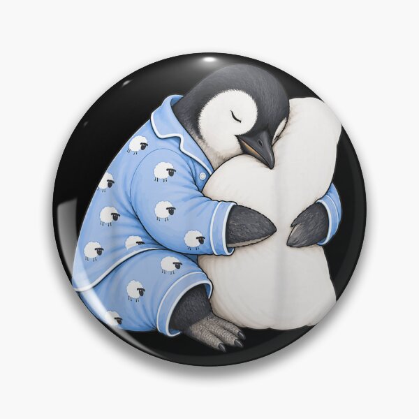 Item preview, Cute Baby Penguin In Sheep Pajamas Sleeping Hugging Fluffy White Pillow designed and sold by Capisedo.
