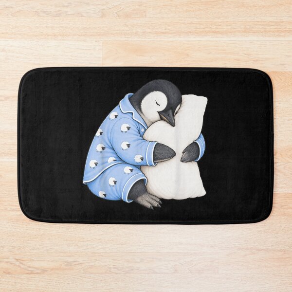 Item preview, Cute Baby Penguin In Sheep Pajamas Sleeping Hugging Fluffy White Pillow designed and sold by Capisedo.