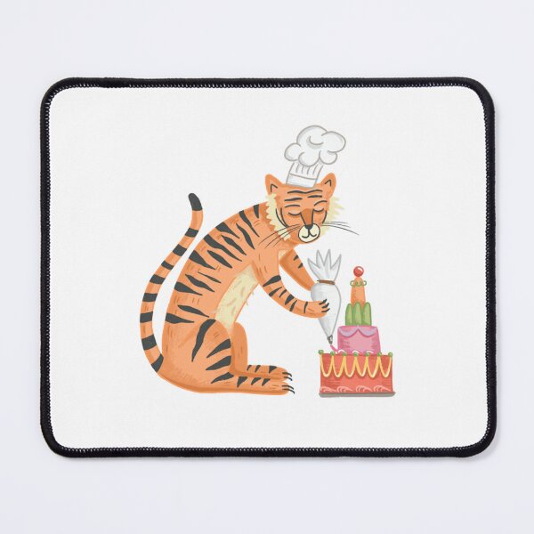 Item preview, Cute Tiger Baking Sweet Cake Illustration designed and sold by Nupelwear.