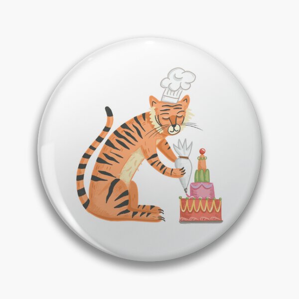 Item preview, Cute Tiger Baking Sweet Cake Illustration designed and sold by Nupelwear.