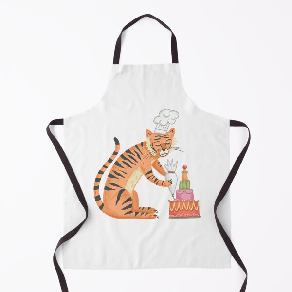 Item preview, Cute Tiger Baking Sweet Cake Illustration designed and sold by Nupelwear.