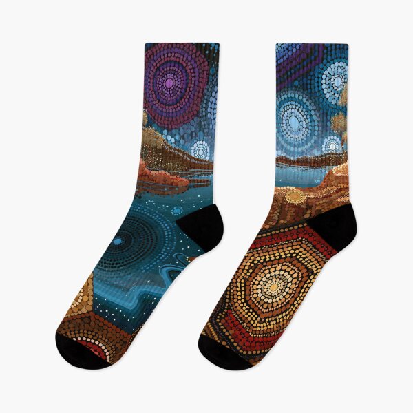 Item preview, Aboriginal Inspired Dot Art - Midnight Dreamy Lake designed and sold by GrinGalore.
