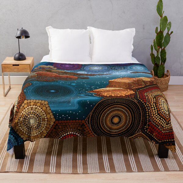 Item preview, Aboriginal Inspired Dot Art - Midnight Dreamy Lake designed and sold by GrinGalore.