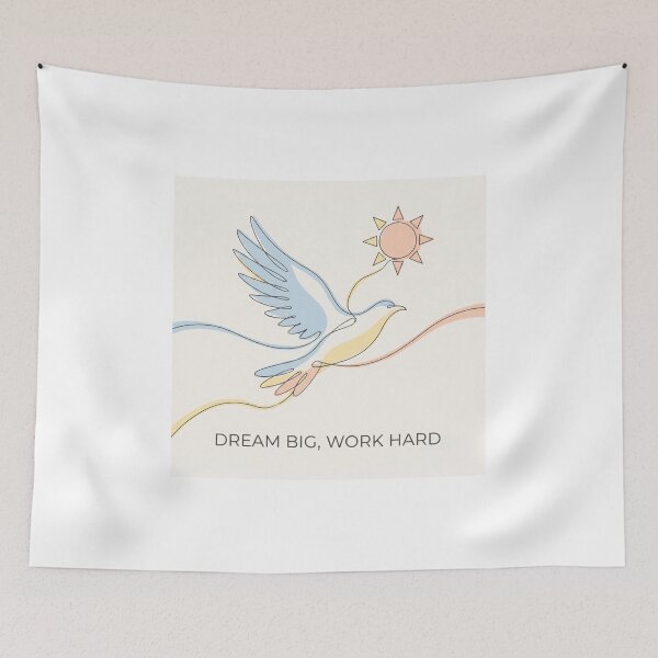 Item preview, Dream Big Work Hard Aesthetic One Line Drawing designed and sold by HayaasBoutique.