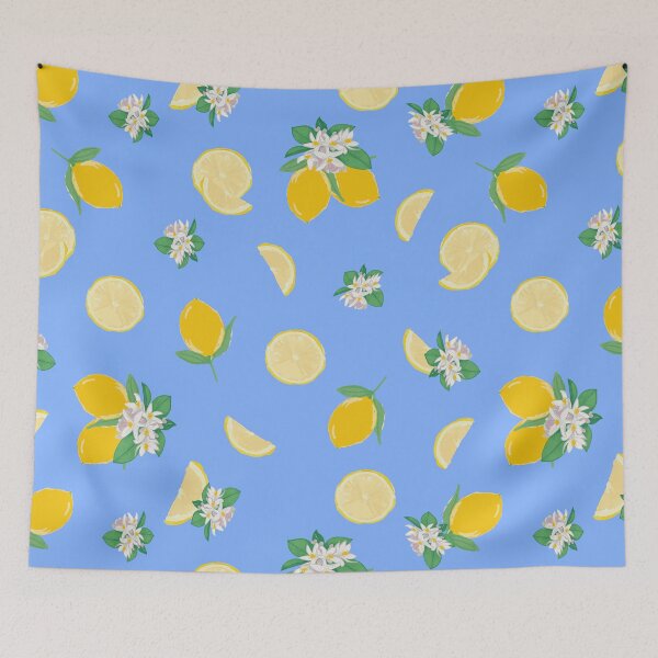 Item preview, Mediterranean Lemon Pattern | Italian Coastal Citrus Print | Blue Botanical Design designed and sold by akneeland603.