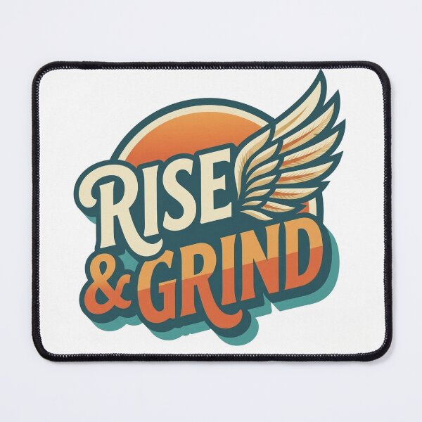 Item preview, Rise & Grind Retro Typography - Gym Motivation Art designed and sold by HayaasBoutique.