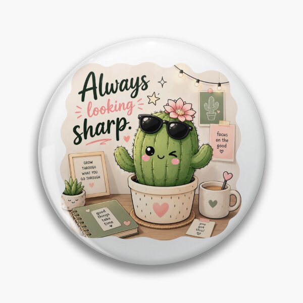 Item preview, Cute Kawaii Cactus Always Looking Sharp Motivational Sticker designed and sold by Snikdha.