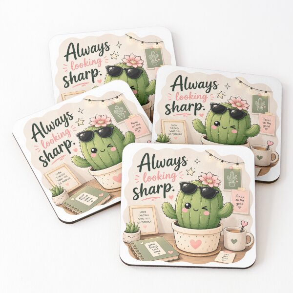 Item preview, Cute Kawaii Cactus Always Looking Sharp Motivational Sticker designed and sold by Snikdha.