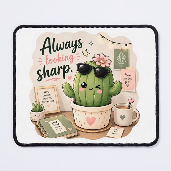 Item preview, Cute Kawaii Cactus Always Looking Sharp Motivational Sticker designed and sold by Snikdha.