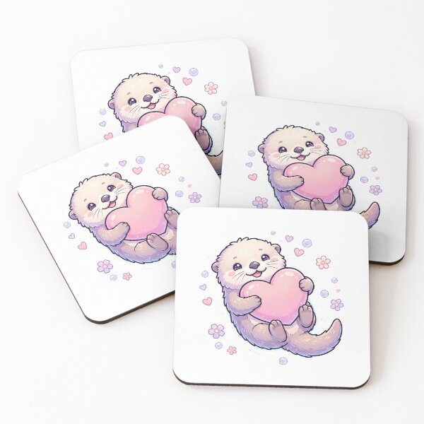 Item preview, Cute Otter Holding Heart | Kawaii Love Animal Valentine's T-Shirt designed and sold by Him0227.