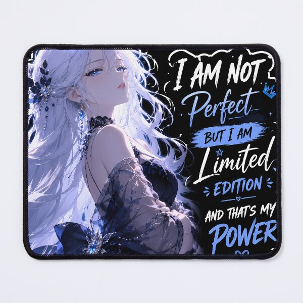 Item preview, Attitude Queen Anime Girl Sticker | White Hair Blue Eyes Aesthetic Quote designed and sold by vibeartstudio99.