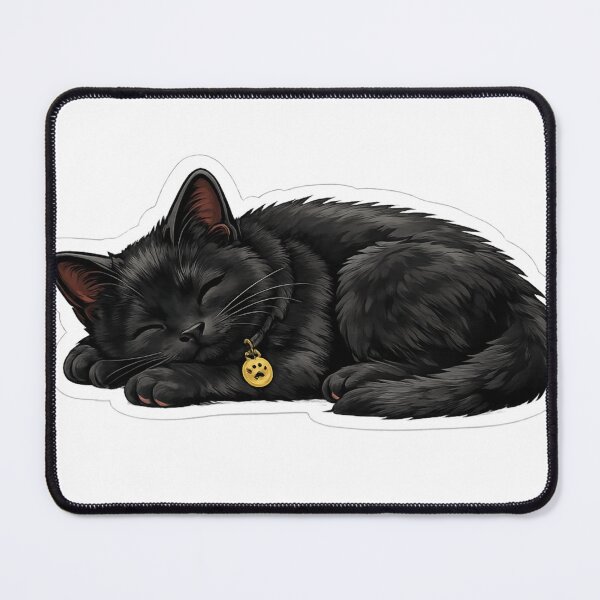 Item preview, Sleeping Black Cat Sticker | Cute Cozy Black Cat Illustration for Cat Lovers designed and sold by Skedart.