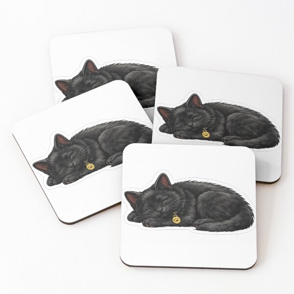 Item preview, Sleeping Black Cat Sticker | Cute Cozy Black Cat Illustration for Cat Lovers designed and sold by Skedart.