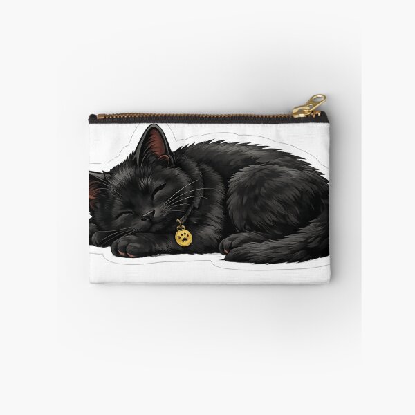 Item preview, Sleeping Black Cat Sticker | Cute Cozy Black Cat Illustration for Cat Lovers designed and sold by Skedart.