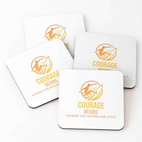 Item preview, Courage begins where the shoreline ends. Surfing man. designed and sold by FigTreeFactory.