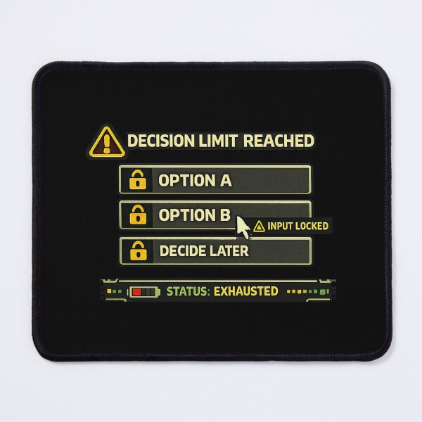 Item preview, Decision Limit Reached – Retro Computer Decision Fatigue Humor designed and sold by Mad Factory Designs.