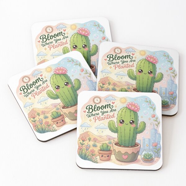 Item preview, Cute Bloom Where You Are Planted Kawaii Cactus Sticker designed and sold by Snikdha.