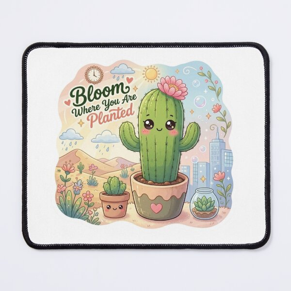 Item preview, Cute Bloom Where You Are Planted Kawaii Cactus Sticker designed and sold by Snikdha.