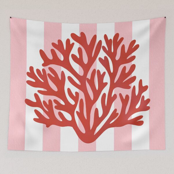 Item preview, Pink stripes and red coral designed and sold by Ana Gorozpe.